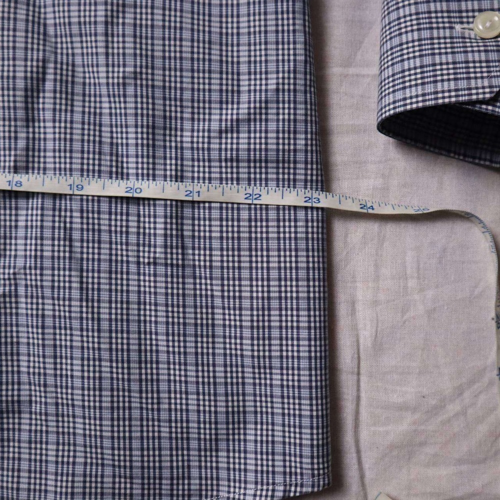 Eton Contemporary Fit Plaid Dress Shirt Blue White Men's Size 17 43 - Picture 5 of 7
